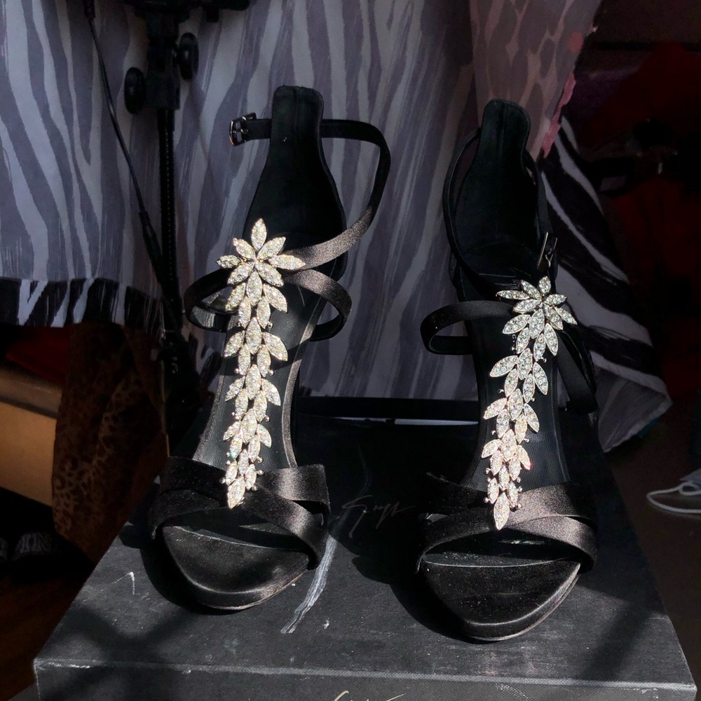 Giuseppe Zanotti Black Crystal Heels
